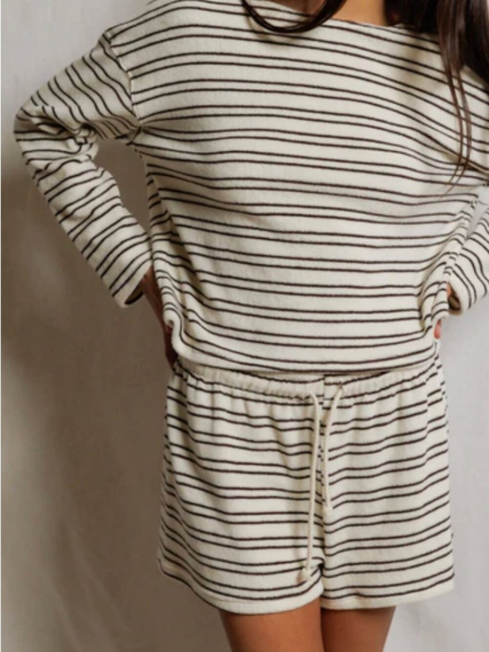 NWT Perfect White Tee Terry Striped Set, sz S - Picture 2 of 9